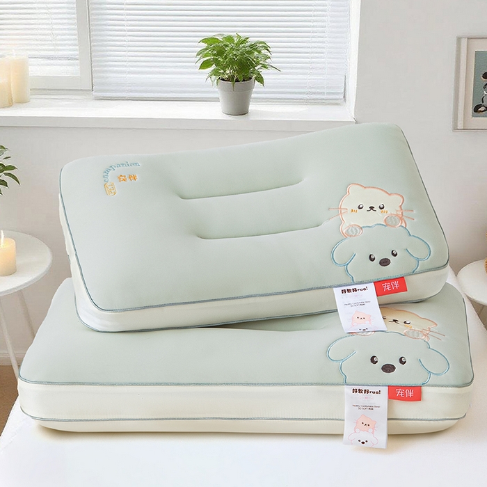 91家纺网 家纺一手货源 找家纺 织布人 2025新款枕芯A类裸感宠伴卡通幼儿园儿童枕头学生宿舍枕头枕芯 A类宠伴卡通枕-灰色 40x60cm/对