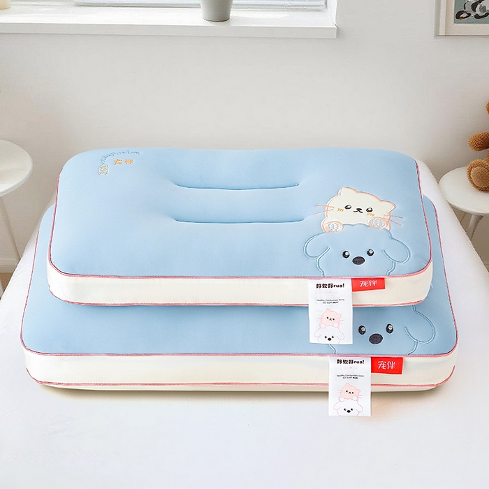 91家纺网 家纺一手货源 找家纺 织布人 2025新款枕芯A类裸感宠伴卡通幼儿园儿童枕头学生宿舍枕头枕芯 A类宠伴卡通枕-天蓝 40x60cm/对