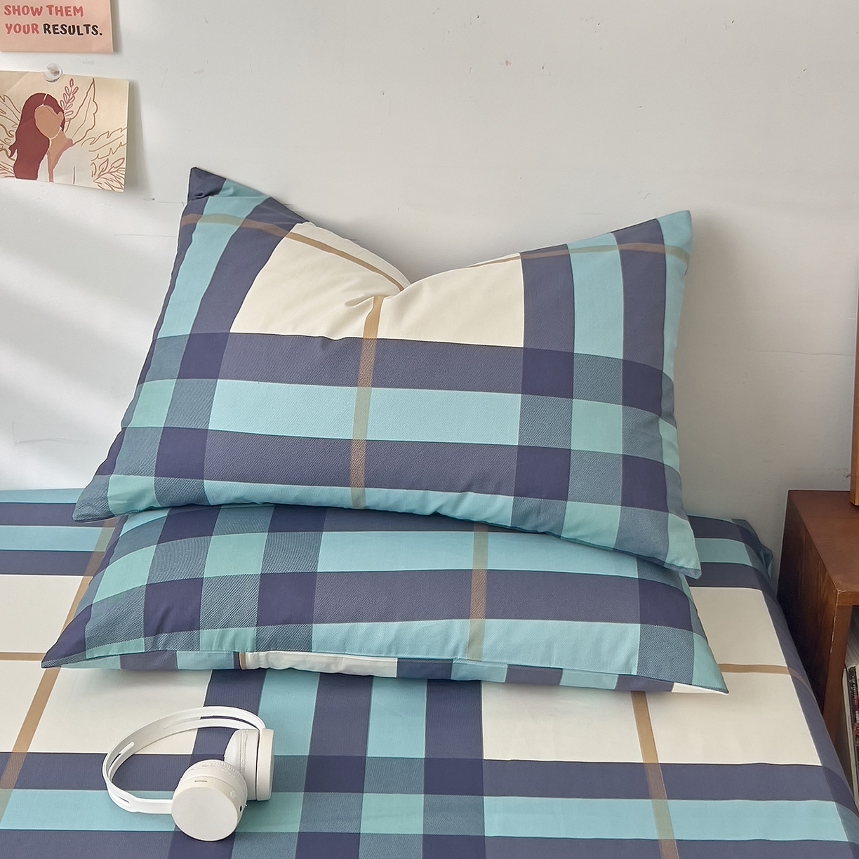 91家纺网 家纺一手货源 找家纺 （总）DoDo 兜兜 2025新款全棉纯棉小清新卡通条格系列单枕套