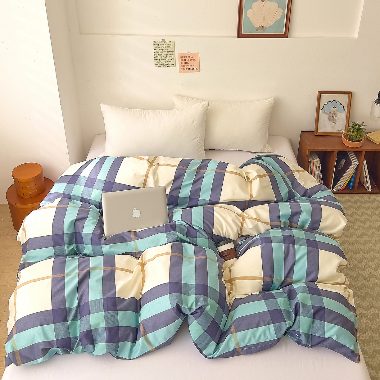 91家纺网 家纺一手货源 找家纺 （总）DoDo 兜兜 2025新款全棉纯棉小清新卡通条格系列单被套【可定做尺寸】