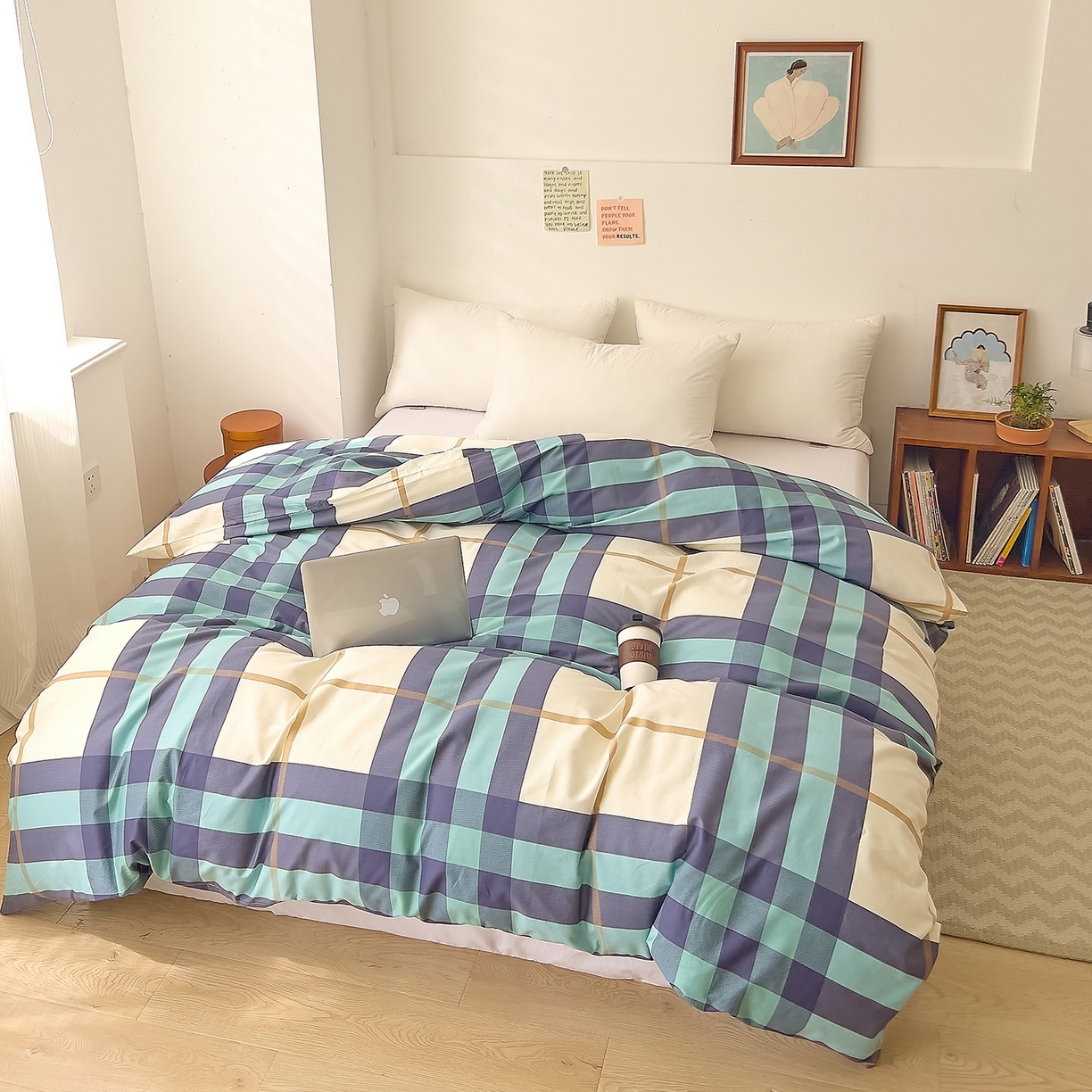 91家纺网 家纺一手货源 找家纺 （总）DoDo 兜兜 2025新款全棉纯棉小清新卡通条格系列单被套【可定做尺寸】