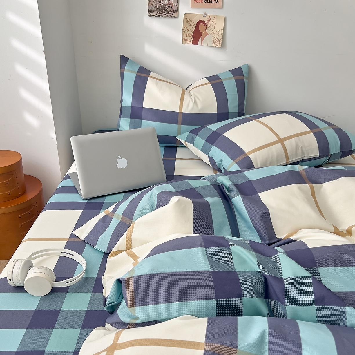 91家纺网 家纺一手货源 找家纺 （总）DoDo 兜兜 2025新款全棉纯棉小清新卡通条格系列单被套【可定做尺寸】