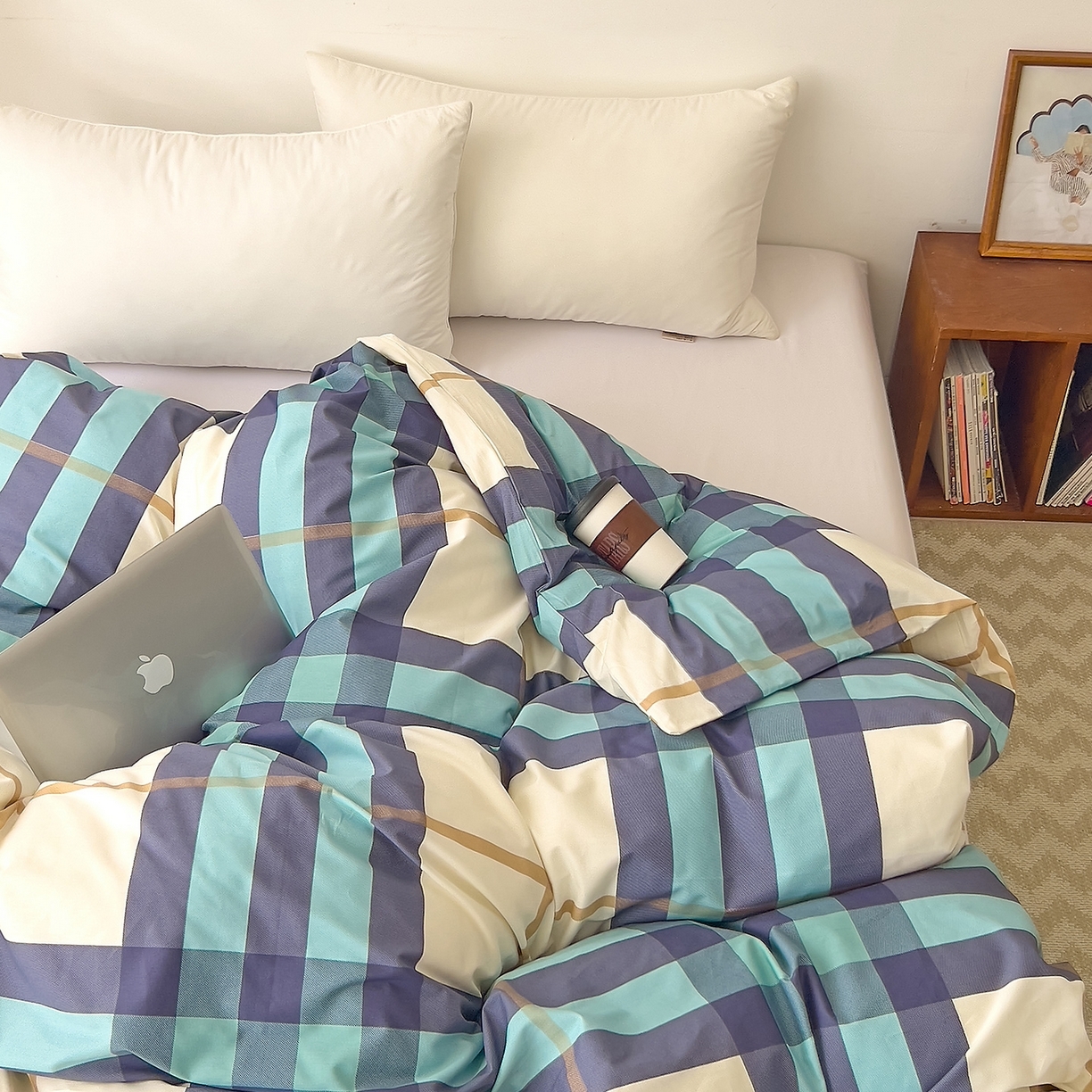 91家纺网 家纺一手货源 找家纺 （总）DoDo 兜兜 2025新款全棉纯棉小清新卡通条格系列单被套【可定做尺寸】