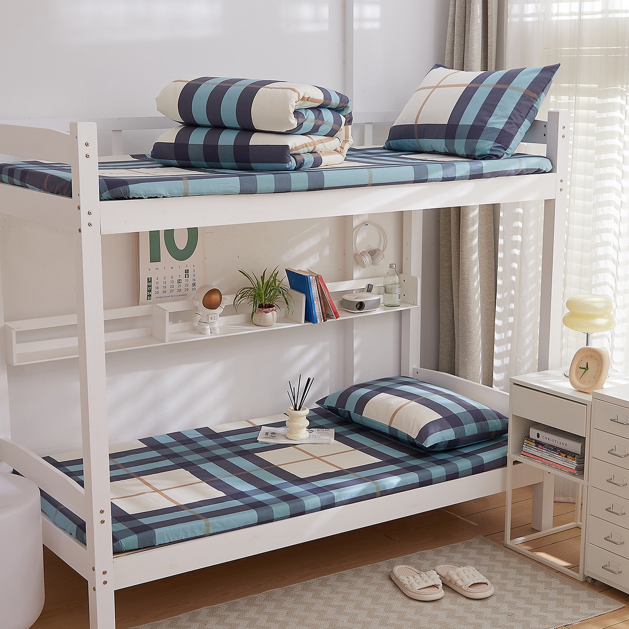 91家纺网 家纺一手货源 找家纺 （总）DoDo 兜兜 2025新款全棉纯棉小清新卡通条格学生宿舍系列单品床笠