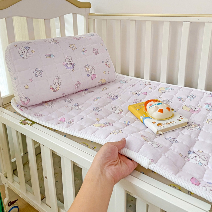 91家纺网 家纺一手货源 找家纺 富馨莱 2025年新款双层纱纯棉软床垫幼儿园儿童床垫 心月兔