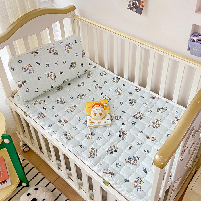 91家纺网 家纺一手货源 找家纺 富馨莱 2025年新款双层纱纯棉软床垫幼儿园儿童床垫 小汽车