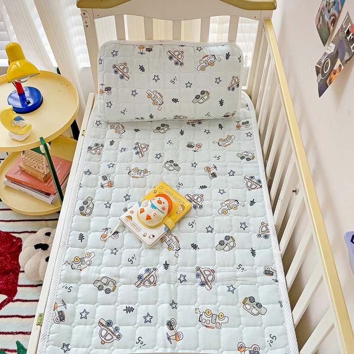 91家纺网 家纺一手货源 找家纺 富馨莱 2025年新款双层纱纯棉软床垫幼儿园儿童床垫 小汽车