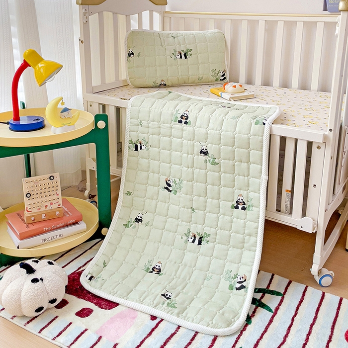 91家纺网 家纺一手货源 找家纺 富馨莱 2025年新款双层纱纯棉软床垫幼儿园儿童床垫 熊猫读书