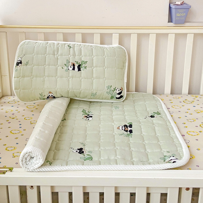 91家纺网 家纺一手货源 找家纺 富馨莱 2025年新款双层纱纯棉软床垫幼儿园儿童床垫 熊猫读书