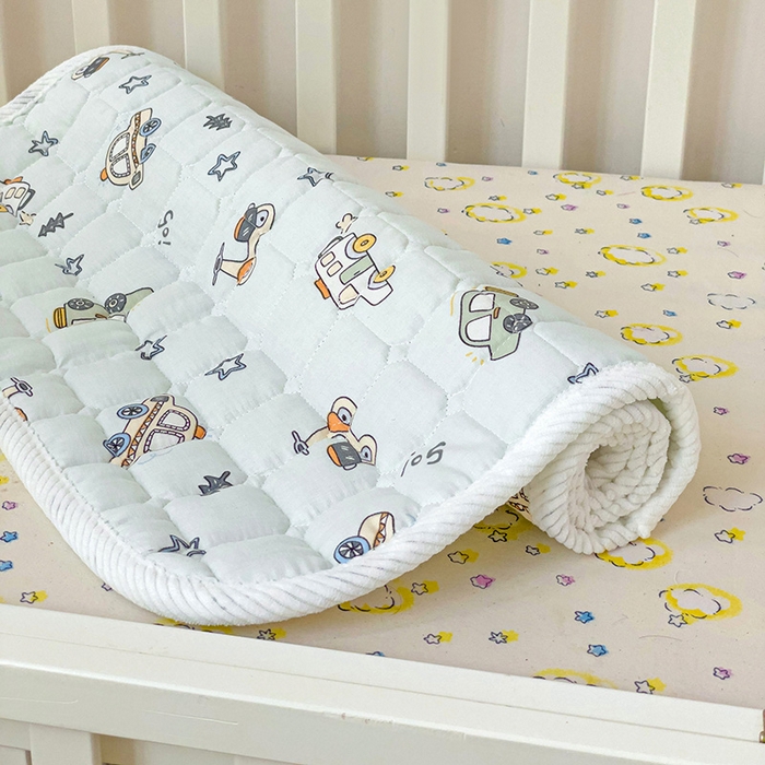 91家纺网 家纺一手货源 找家纺 富馨莱 2025年新款双层纱纯棉软床垫幼儿园儿童床垫 小汽车