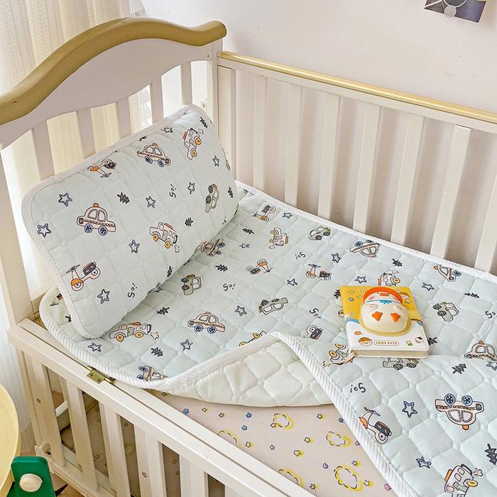 91家纺网 家纺一手货源 找家纺 富馨莱 2025年新款双层纱纯棉软床垫幼儿园儿童床垫 小汽车