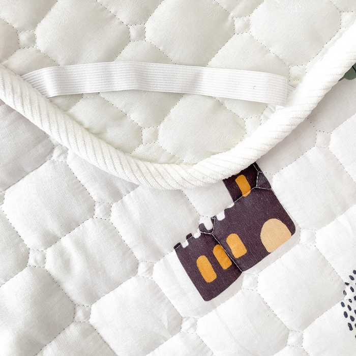 91家纺网 家纺一手货源 找家纺 富馨莱 2025年新款双层纱纯棉软床垫幼儿园儿童床垫 恐龙城堡