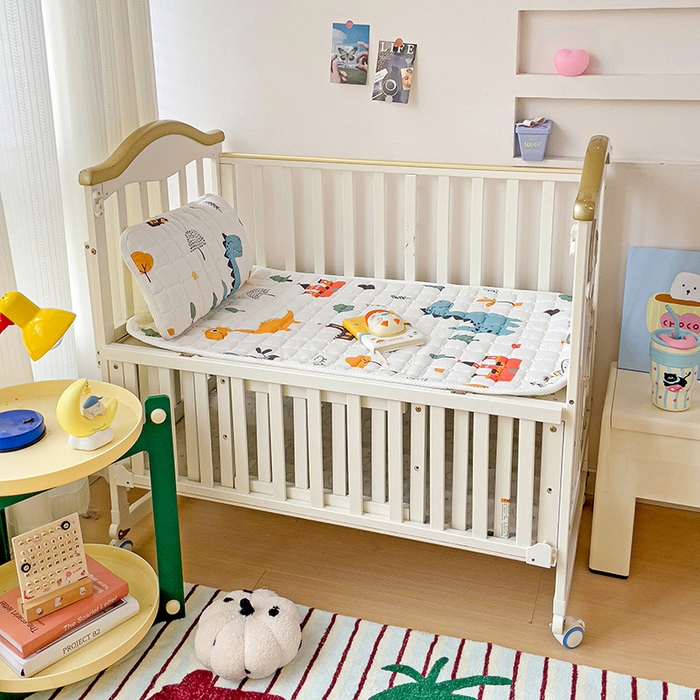 91家纺网 家纺一手货源 找家纺 富馨莱 2025年新款双层纱纯棉软床垫幼儿园儿童床垫 恐龙城堡