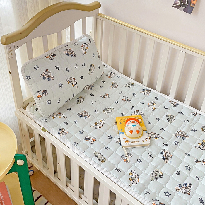 91家纺网 家纺一手货源 找家纺 富馨莱 2025年新款双层纱纯棉软床垫幼儿园儿童床垫 小汽车