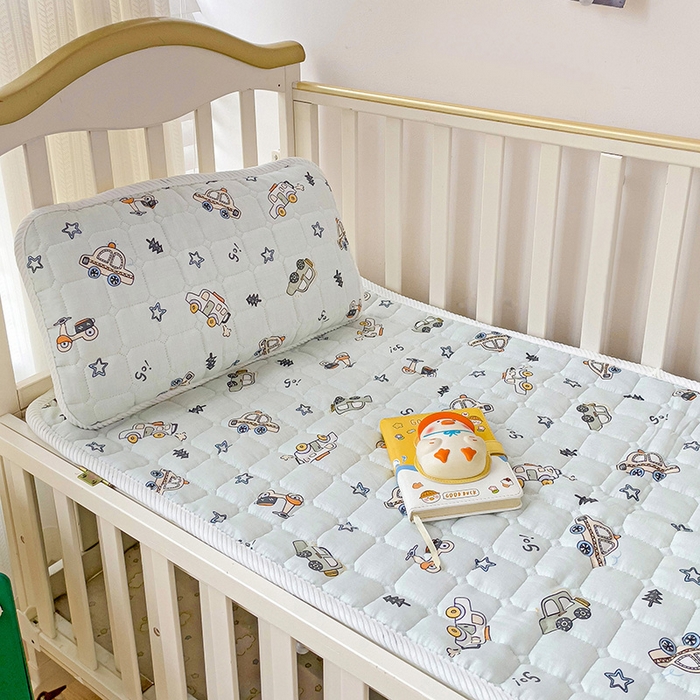 91家纺网 家纺一手货源 找家纺 富馨莱 2025年新款双层纱纯棉软床垫幼儿园儿童床垫 小汽车