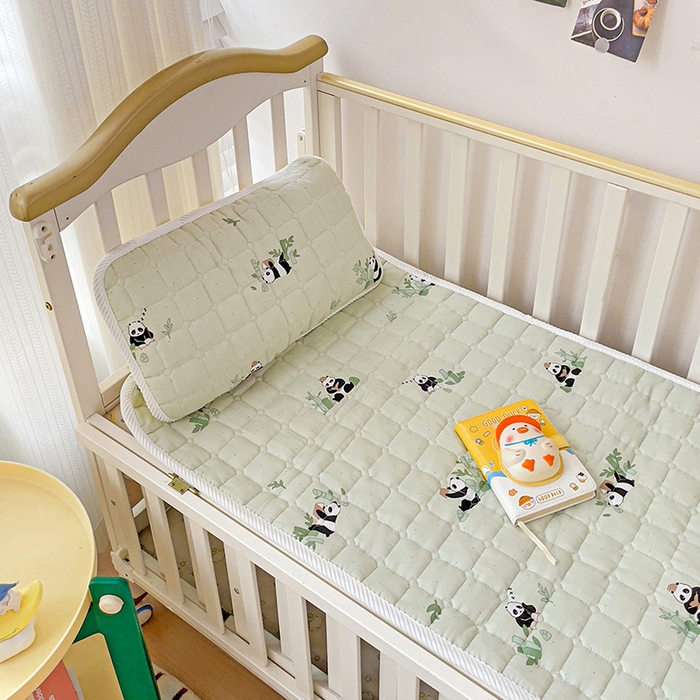 91家纺网 家纺一手货源 找家纺 富馨莱 2025年新款双层纱纯棉软床垫幼儿园儿童床垫 熊猫读书