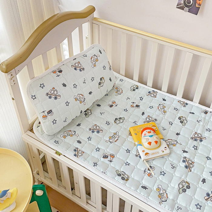 91家纺网 家纺一手货源 找家纺 富馨莱 2025年新款双层纱纯棉软床垫幼儿园儿童床垫 小汽车