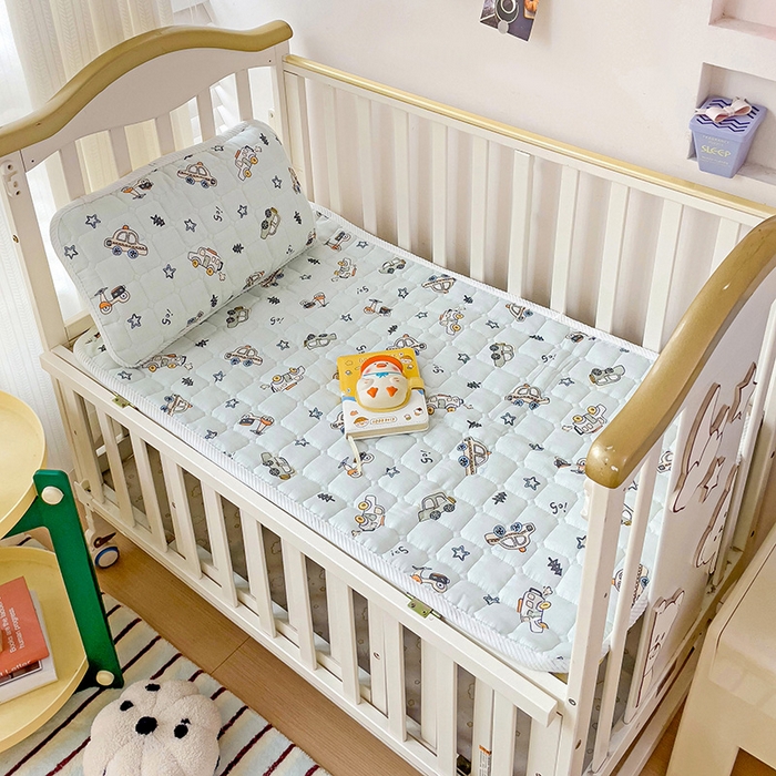 91家纺网 家纺一手货源 找家纺 富馨莱 2025年新款双层纱纯棉软床垫幼儿园儿童床垫 小汽车