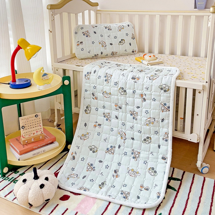 91家纺网 家纺一手货源 找家纺 富馨莱 2025年新款双层纱纯棉软床垫幼儿园儿童床垫 小汽车