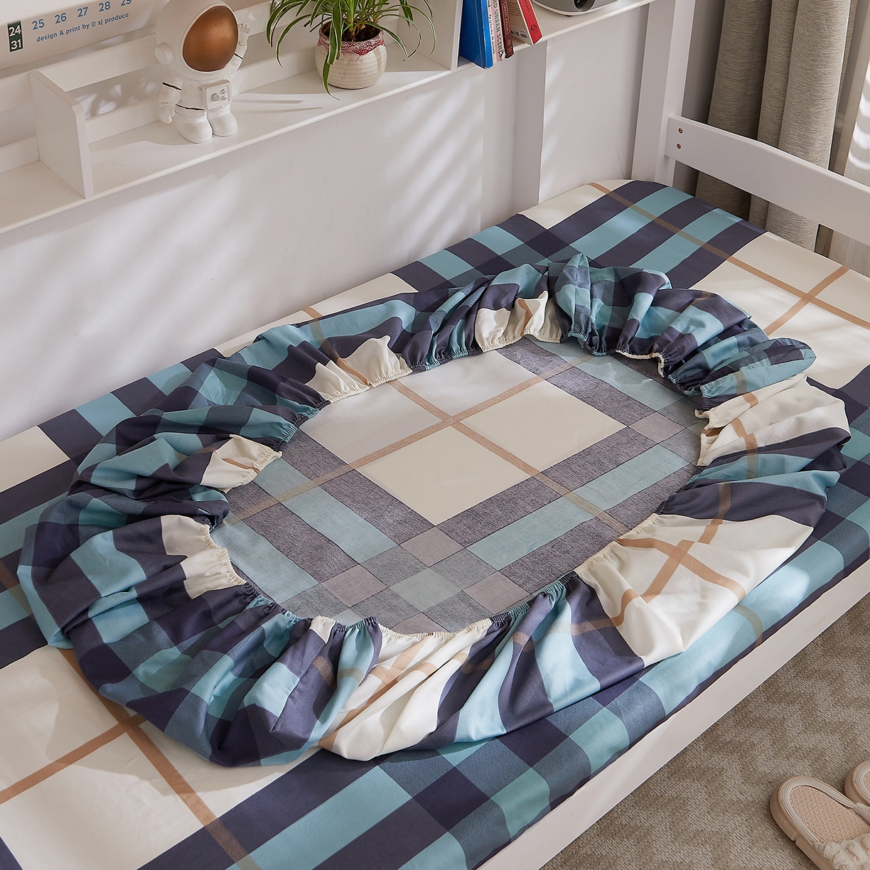 91家纺网 家纺一手货源 找家纺 （总）DoDo 兜兜 2025新款全棉纯棉小清新卡通条格学生宿舍三四件套【可定做尺寸】