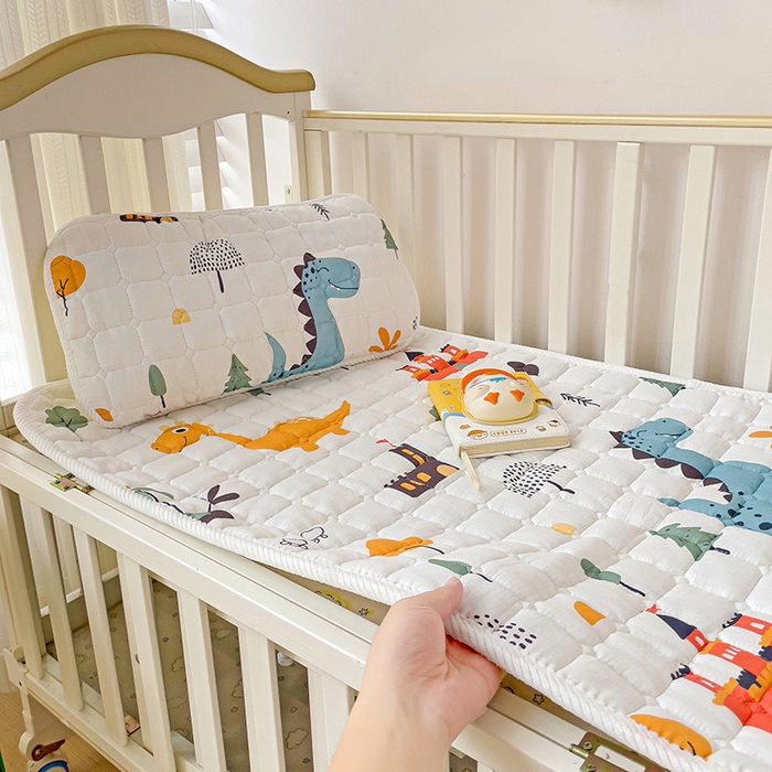 富馨莱 2025年新款双层纱纯棉软床垫幼儿园儿童床垫 恐龙城堡