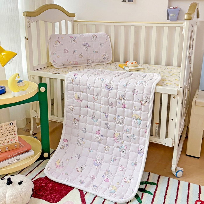 91家纺网 家纺一手货源 找家纺 富馨莱 2025年新款双层纱纯棉软床垫幼儿园儿童床垫 心月兔