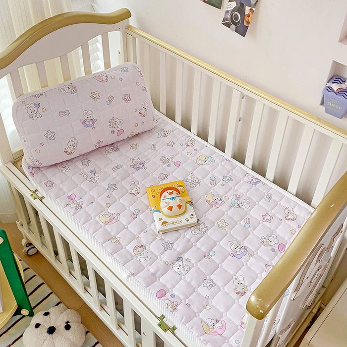 91家纺网 家纺一手货源 找家纺 富馨莱 2025年新款双层纱纯棉软床垫幼儿园儿童床垫 心月兔