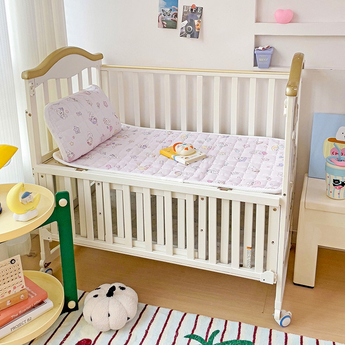 91家纺网 家纺一手货源 找家纺 富馨莱 2025年新款双层纱纯棉软床垫幼儿园儿童床垫 心月兔