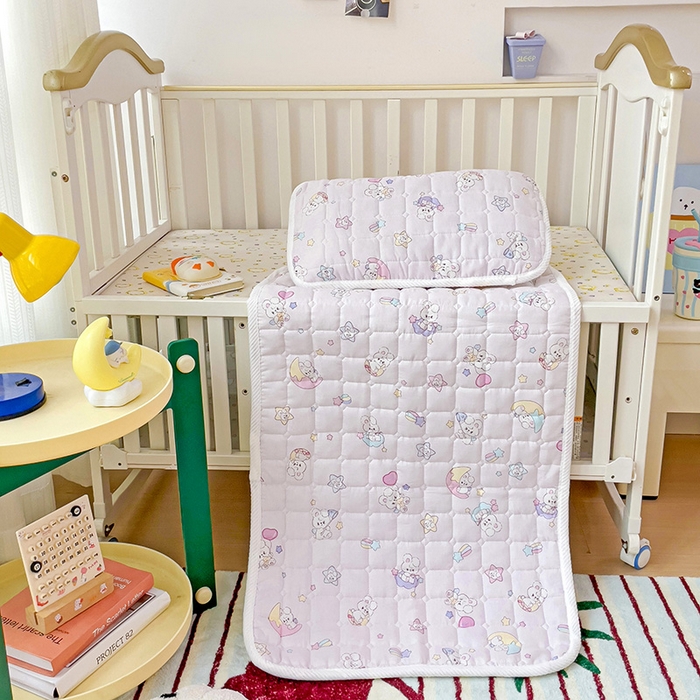 91家纺网 家纺一手货源 找家纺 富馨莱 2025年新款双层纱纯棉软床垫幼儿园儿童床垫 心月兔