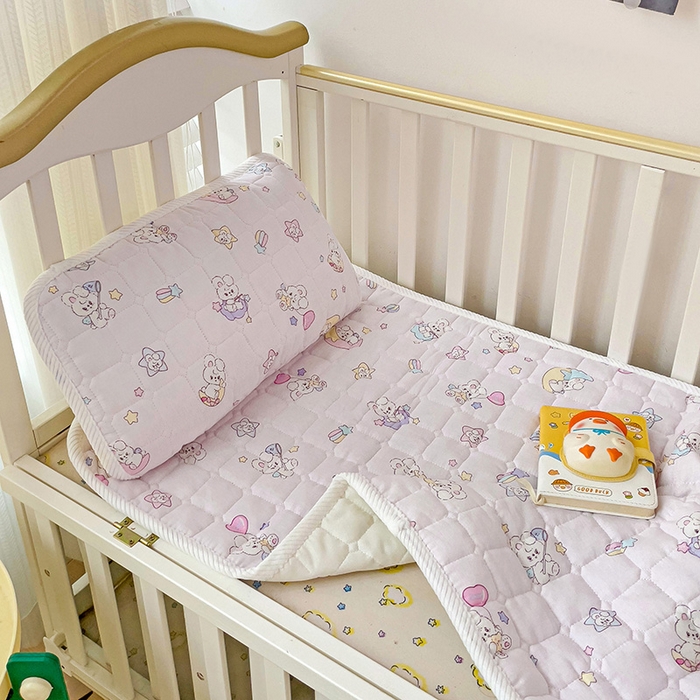 91家纺网 家纺一手货源 找家纺 富馨莱 2025年新款双层纱纯棉软床垫幼儿园儿童床垫 心月兔