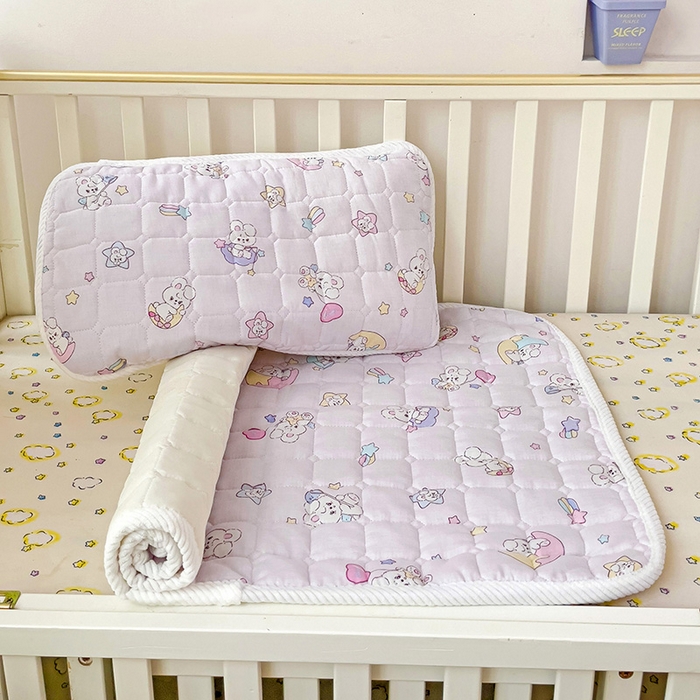 91家纺网 家纺一手货源 找家纺 富馨莱 2025年新款双层纱纯棉软床垫幼儿园儿童床垫 心月兔