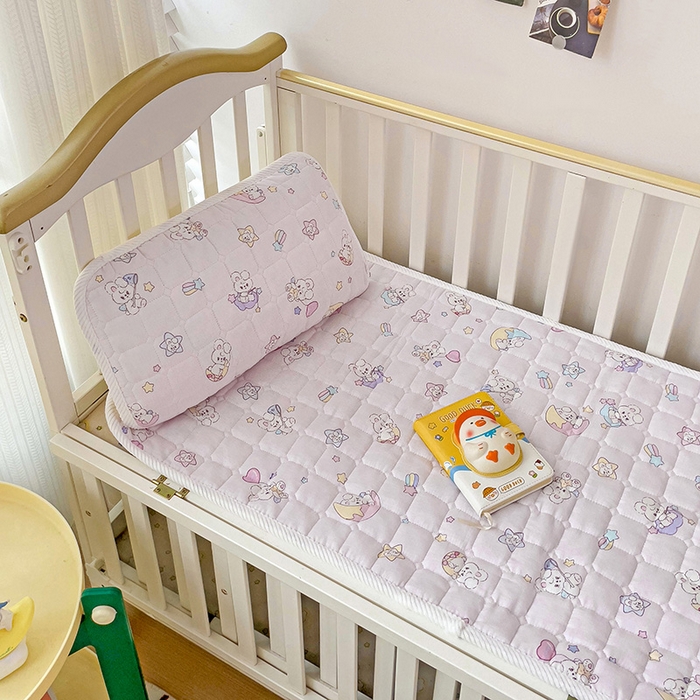 91家纺网 家纺一手货源 找家纺 富馨莱 2025年新款双层纱纯棉软床垫幼儿园儿童床垫 心月兔