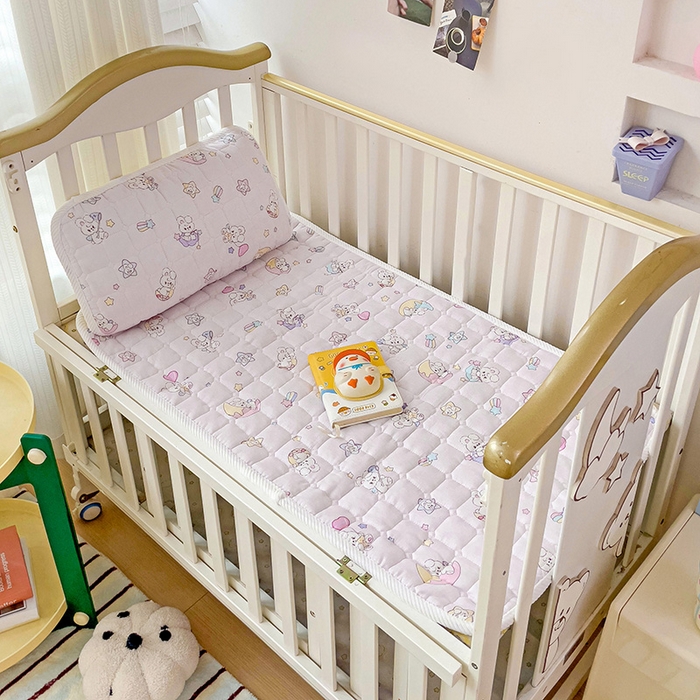 91家纺网 家纺一手货源 找家纺 富馨莱 2025年新款双层纱纯棉软床垫幼儿园儿童床垫 心月兔