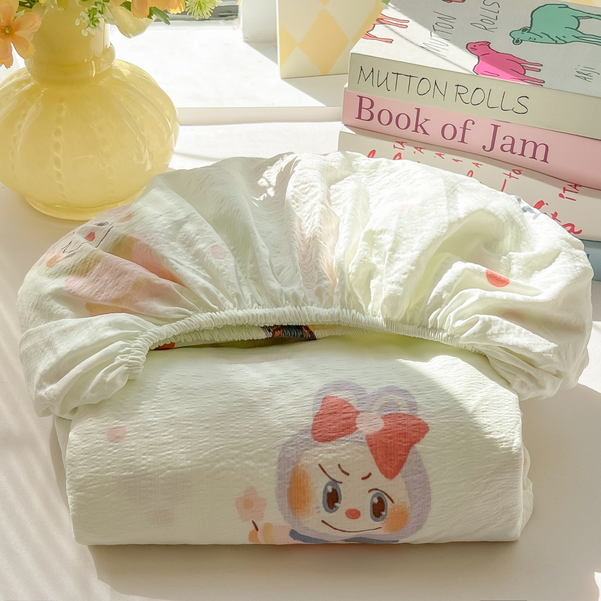 91家纺网 家纺一手货源 找家纺 （总）韩巢家纺 2025新款卡通双层纱床笠单品床笠床笠单件热销款防滑床单床套枕套三件套