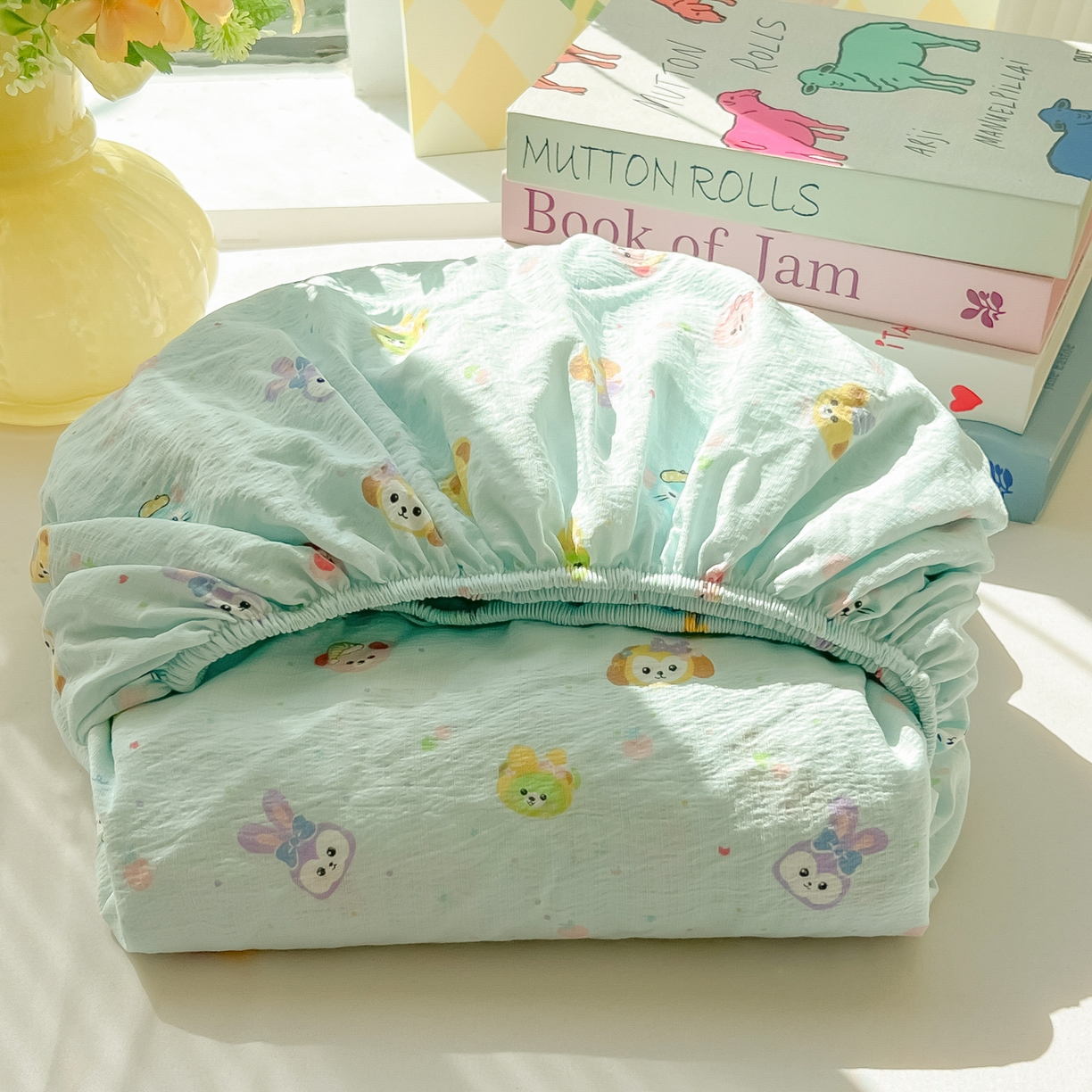 91家纺网 家纺一手货源 找家纺 （总）韩巢家纺 2025新款卡通双层纱床笠单品床笠床笠单件热销款防滑床单床套枕套三件套