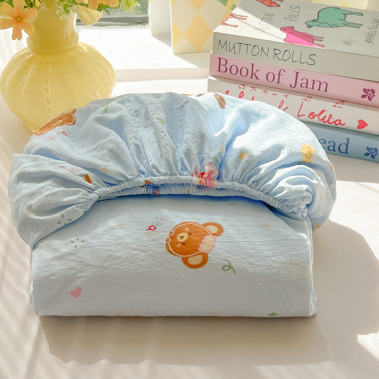 91家纺网 家纺一手货源 找家纺 （总）韩巢家纺 2025新款卡通双层纱床笠单品床笠床笠单件热销款防滑床单床套枕套三件套