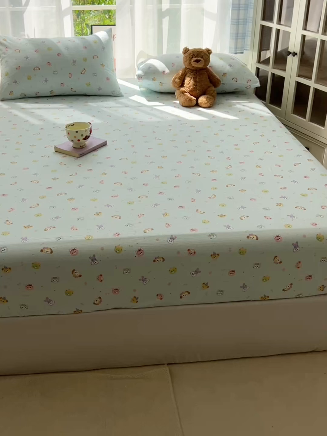 91家纺网 家纺一手货源 找家纺 韩巢家纺 2025新款卡通双层纱床笠单品床笠床笠单件热销款防滑床单床套枕套三件套 绒毛摇滚