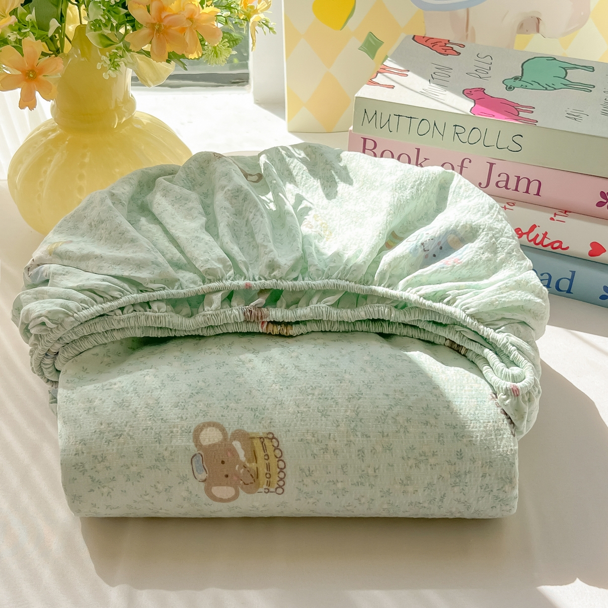 韩巢家纺 2025新款卡通双层纱床笠单品床笠床笠单件热销款防滑床单床套枕套三件套 少女象