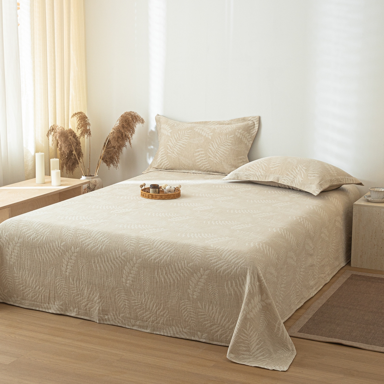 91家纺网 家纺一手货源 找家纺 眠博士 2025新款A类棉麻提花床单单床单床单单件 棉麻床单-花梦如聆