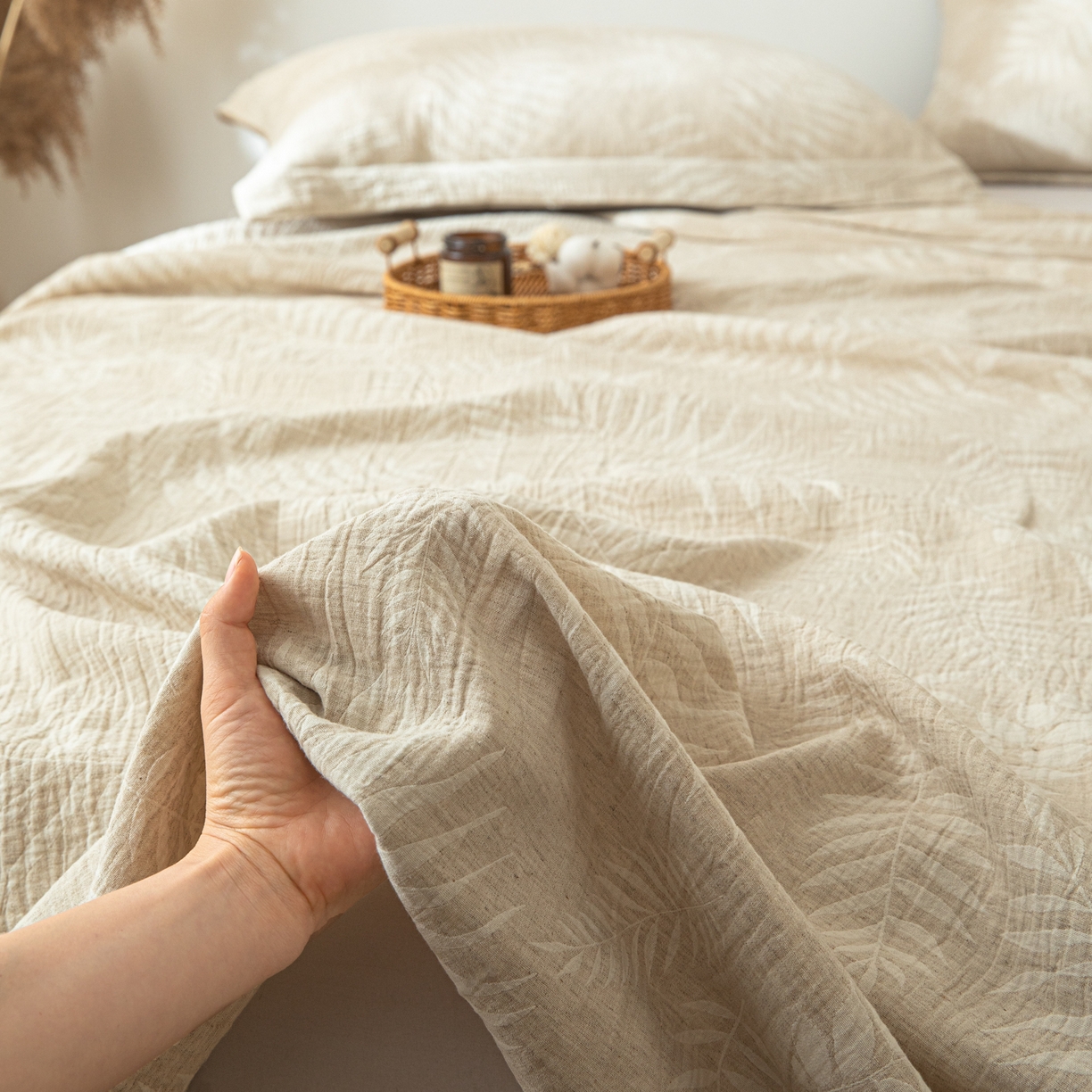 91家纺网 家纺一手货源 找家纺 眠博士 2025新款A类棉麻提花床单单床单床单单件 棉麻床单-花梦如聆