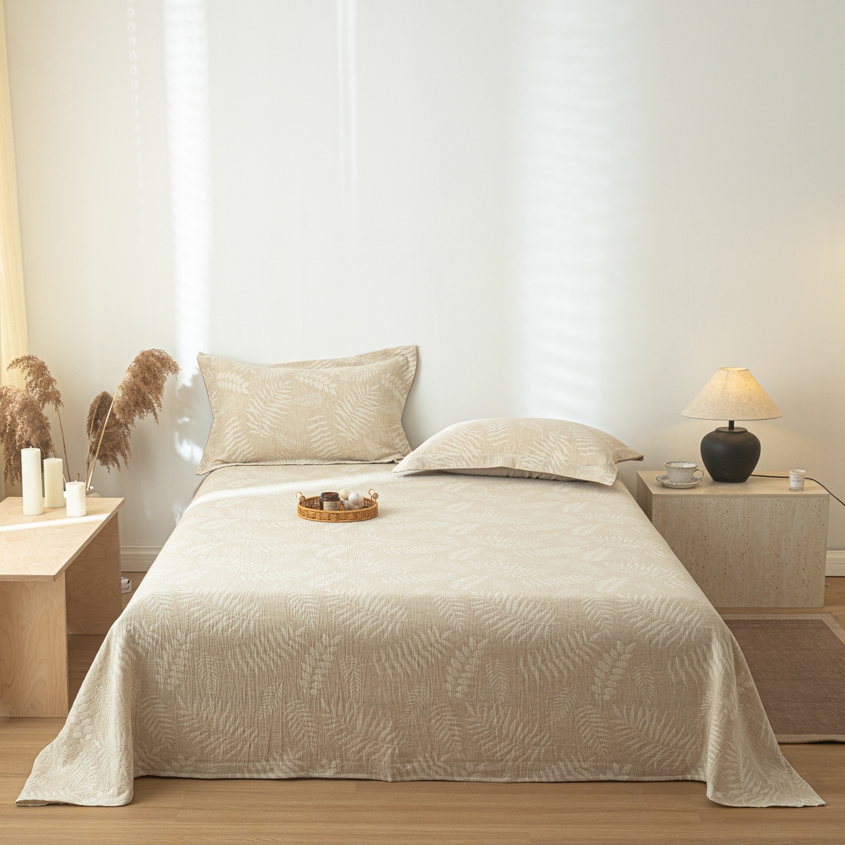 91家纺网 家纺一手货源 找家纺 眠博士 2025新款A类棉麻提花床单单床单床单单件 棉麻床单-花梦如聆