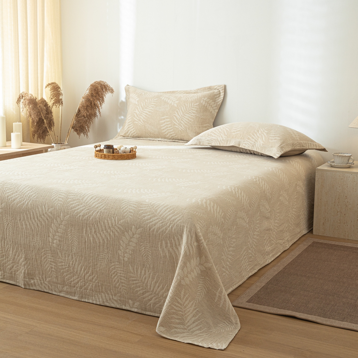 91家纺网 家纺一手货源 找家纺 眠博士 2025新款A类棉麻提花床单单床单床单单件 棉麻床单-花梦如聆