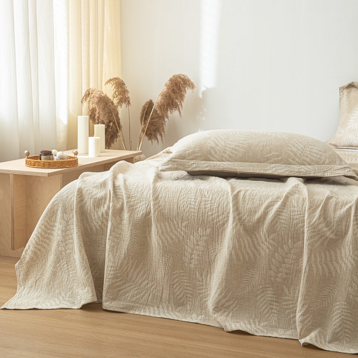 91家纺网 家纺一手货源 找家纺 眠博士 2025新款A类棉麻提花床单单床单床单单件 棉麻床单-花梦如聆