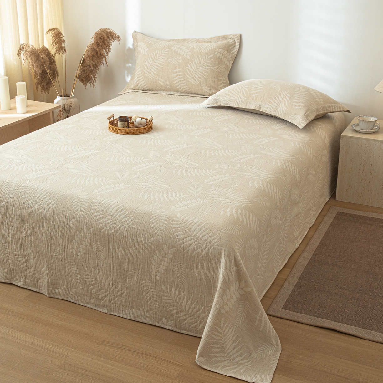 91家纺网 家纺一手货源 找家纺 眠博士 2025新款A类棉麻提花床单单床单床单单件 棉麻床单-花梦如聆