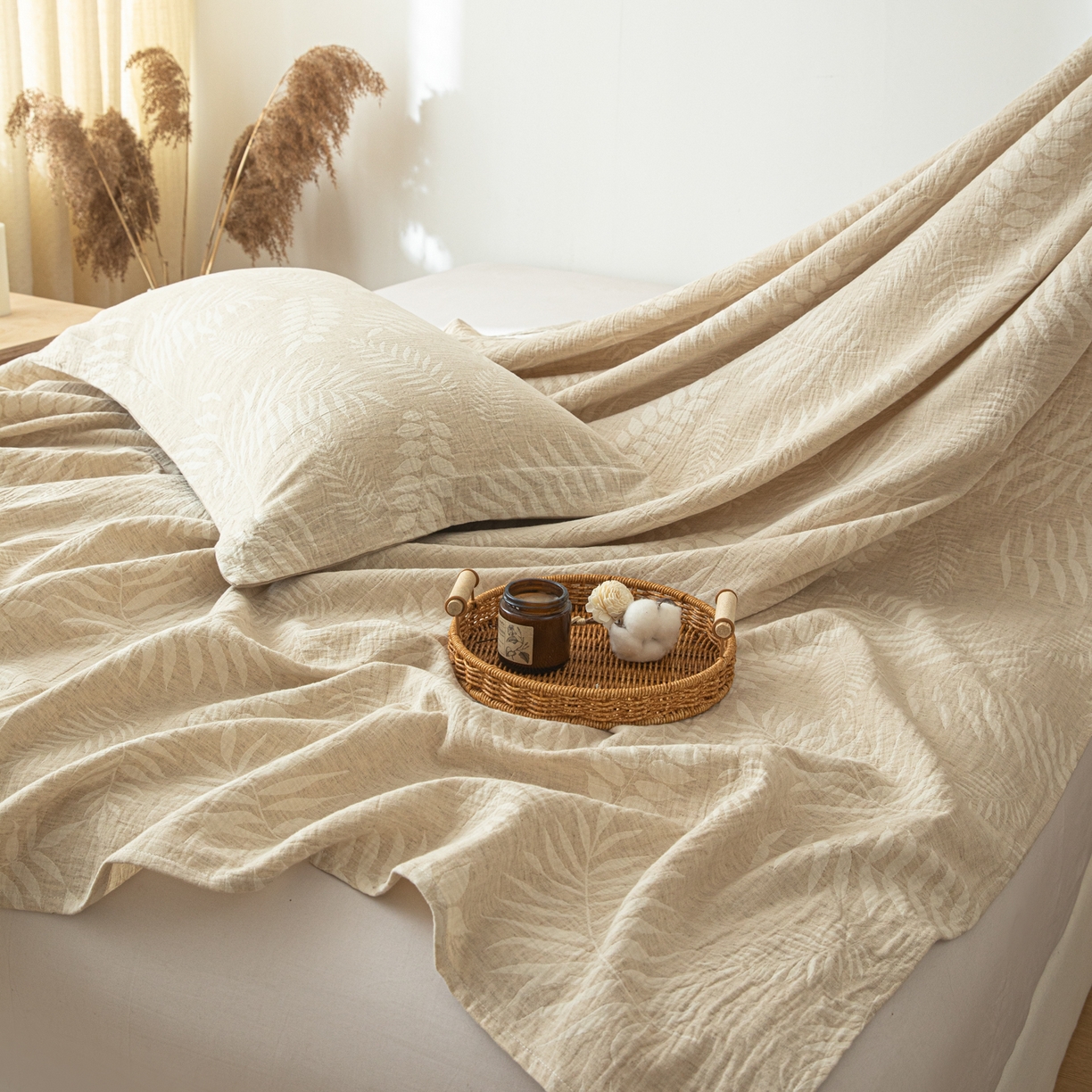 91家纺网 家纺一手货源 找家纺 眠博士 2025新款A类棉麻提花床单单床单床单单件 棉麻床单-花梦如聆