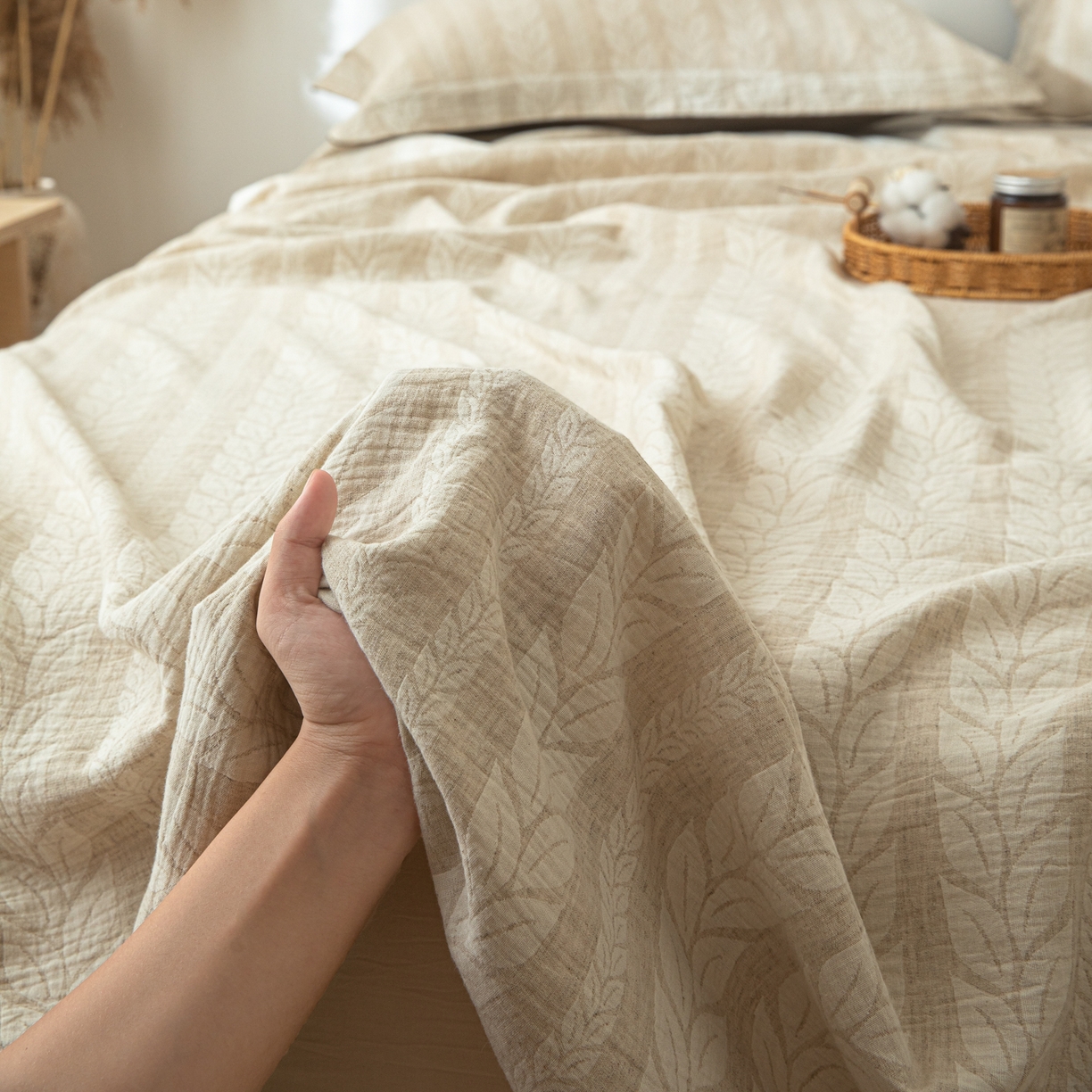 91家纺网 家纺一手货源 找家纺 眠博士 2025新款A类棉麻提花床单单床单床单单件 棉麻床单-大麦