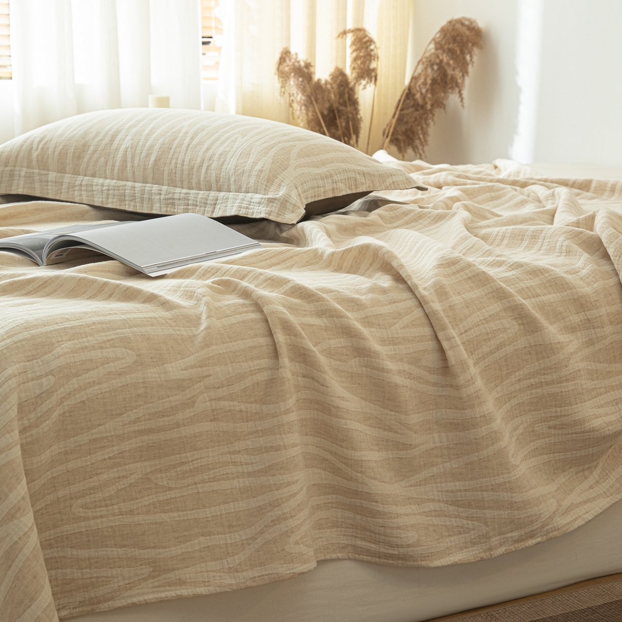 91家纺网 家纺一手货源 找家纺 眠博士 2025新款A类棉麻提花床单单床单床单单件 棉麻床单-树纹