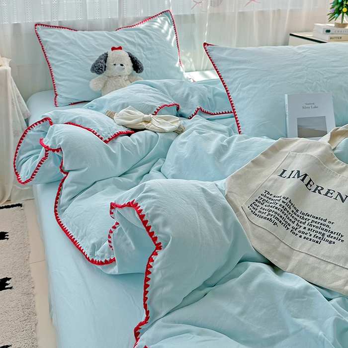 91家纺网 家纺一手货源 找家纺 （总）繁花家居 2025新款高克重云朵棉贝壳边系列四件套