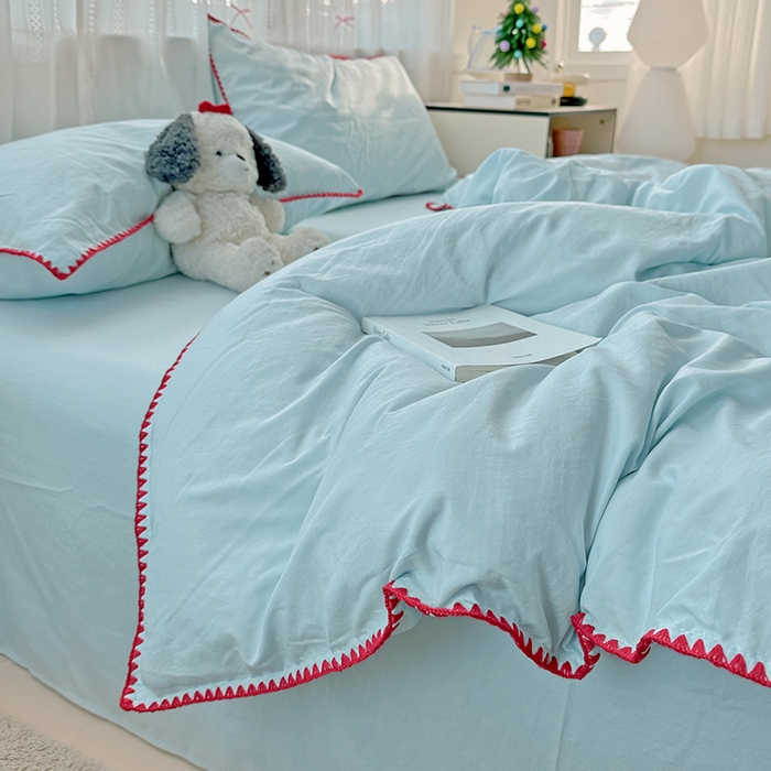 91家纺网 家纺一手货源 找家纺 （总）繁花家居 2025新款高克重云朵棉贝壳边系列四件套