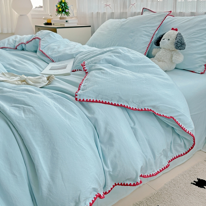 91家纺网 家纺一手货源 找家纺 （总）繁花家居 2025新款高克重云朵棉贝壳边系列四件套